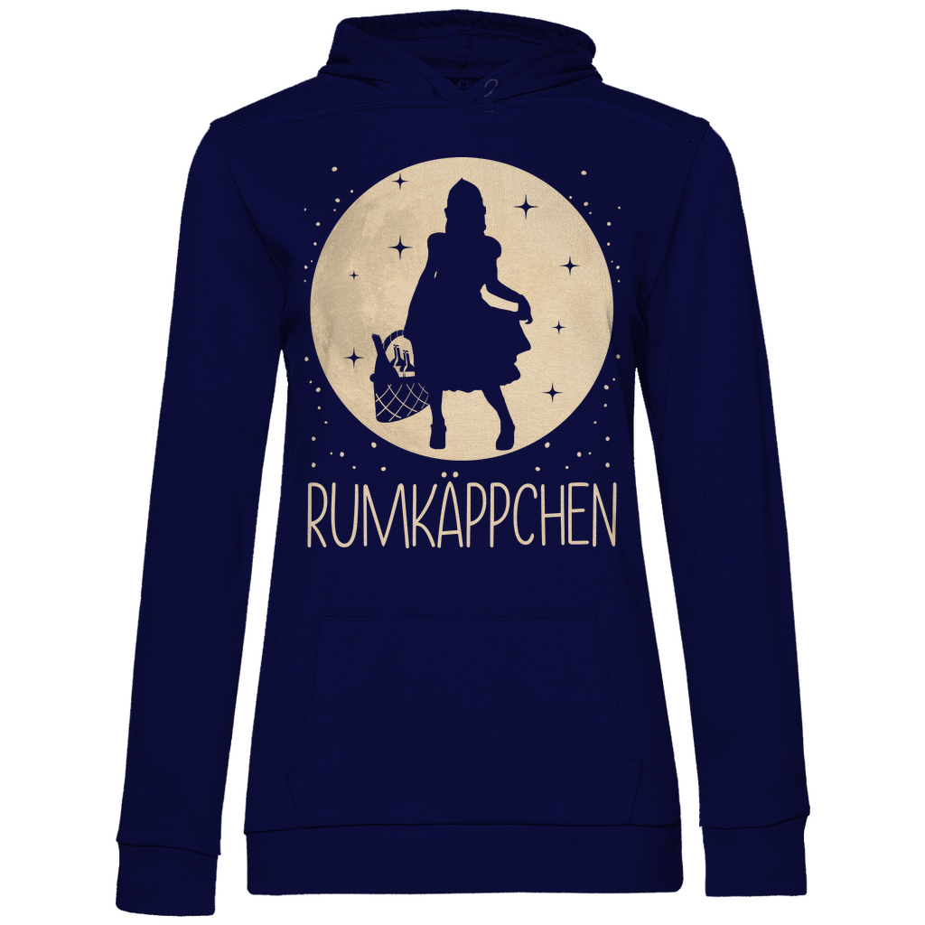 Navy Blue Kapuzenpullover Damen mit Rumkäppchen Mondschein Prinzessin Design, Frontansicht