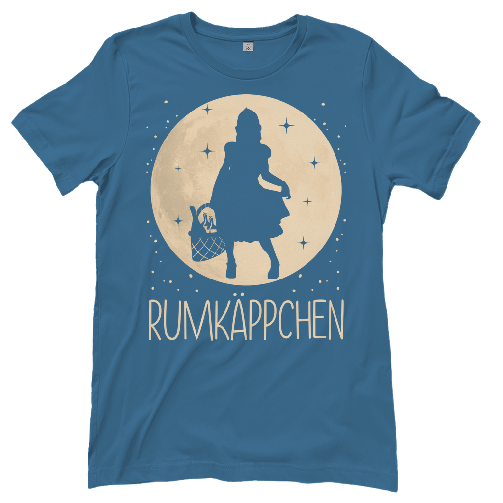 Hellblaues Rum Shirt Damen mit RUMKÄPPCHEN Design Alkohol-Humor witzig, Frontansicht