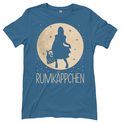 Hellblaues Rum Shirt Damen mit RUMKÄPPCHEN Design Alkohol-Humor witzig, Frontansicht