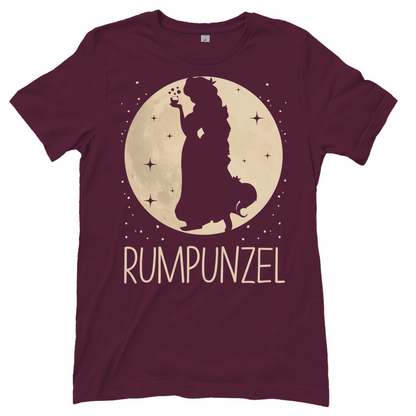 Burgundy Rumpunzel Damen Alkohol Shirt witzig mit Rum Mond Prinzessin Motiv, Frontansicht
