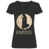Schwarzes Damen V-Neck Shirt mit RUMPUNZEL Design Mond Prinzessin Silhouette, Frontansicht
