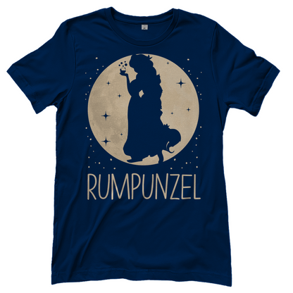Navy Damenshirt mit Rumpunzel Rapunzel Parodie Märchen Motiv witzig, Frontansicht