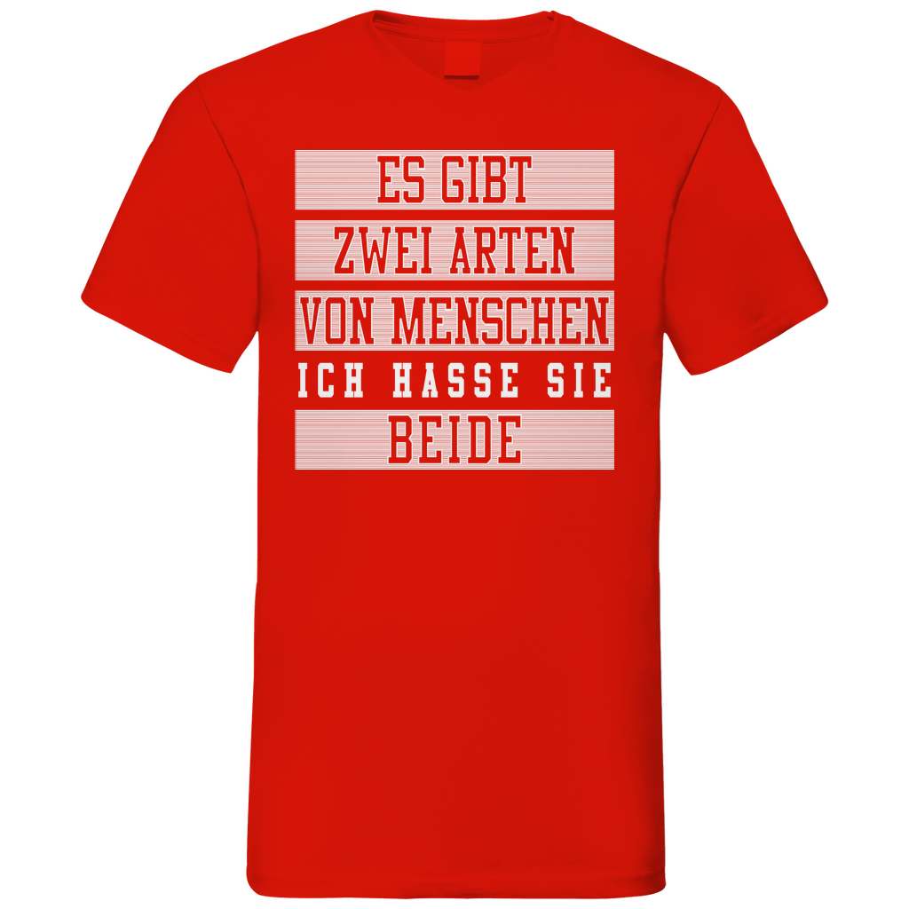 Es gibt zwei Arten von Menschen - Herren V-Neck Shirt Red