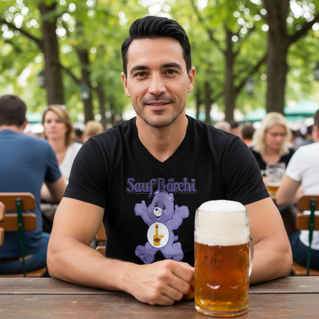 Sauf Bärchi - Glücksbärchi - Herren V-Neck Shirt
