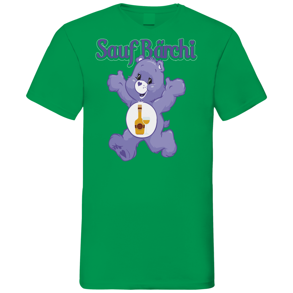 Sauf Bärchi - Glücksbärchi - Herren V-Neck Shirt Kelly Green