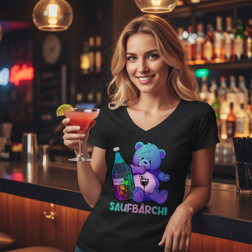 Saufbärchi - V-Neck Damenshirt