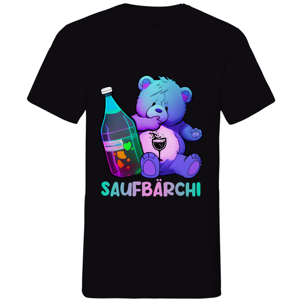 Saufbärchi - Herren V-Neck Shirt Black