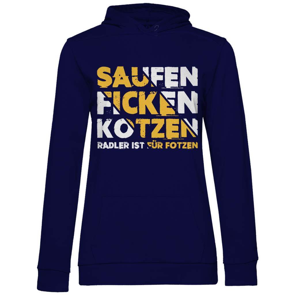 Saufen Ficken Kotzen Radler ist für Fotzen - Damen Hoodie Navy Blue