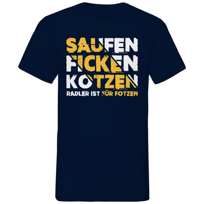 Saufen Ficken Kotzen Radler ist für Fotzen - Herren V-Neck Shirt Navy