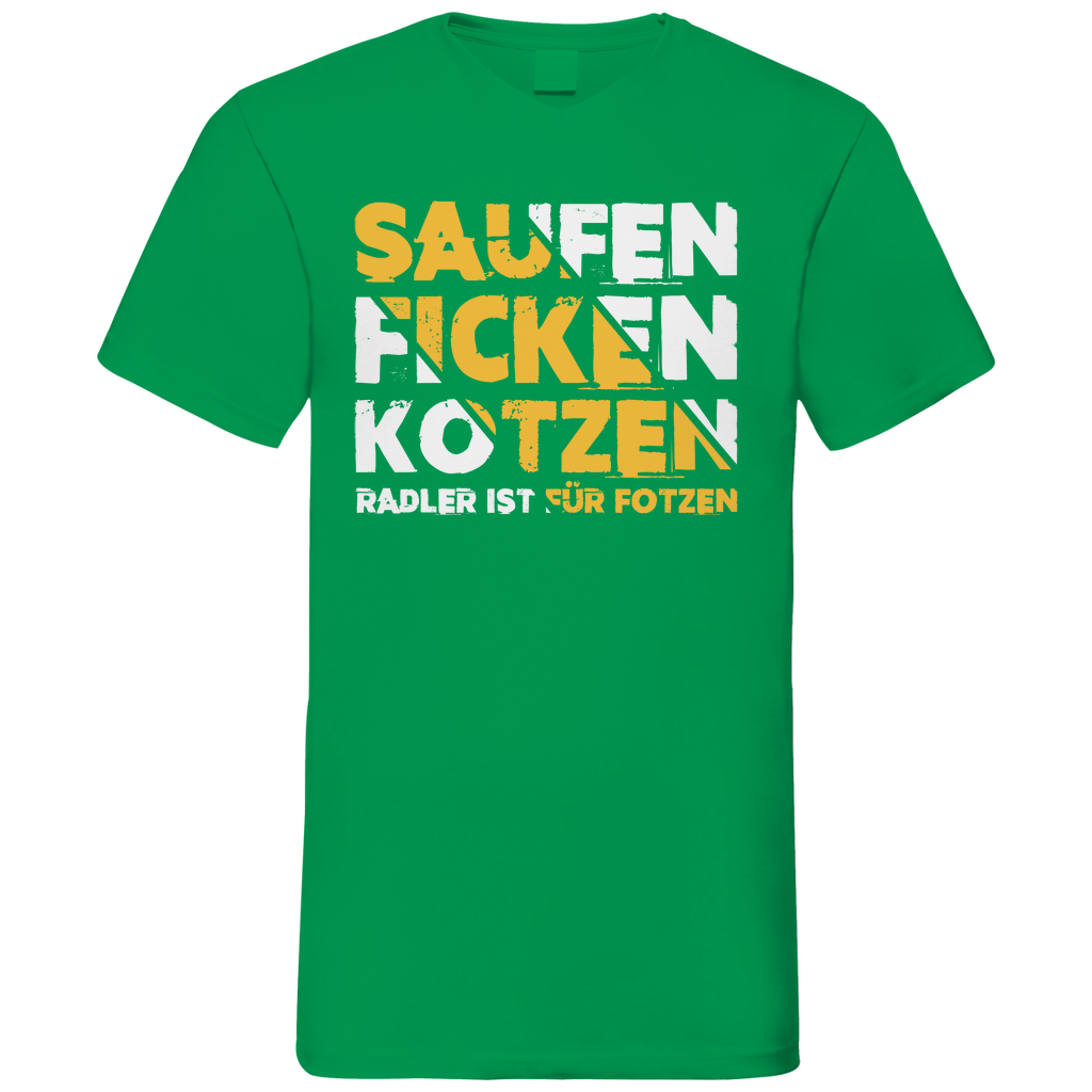 Saufen Ficken Kotzen Radler ist für Fotzen - Herren V-Neck Shirt Kelly Green