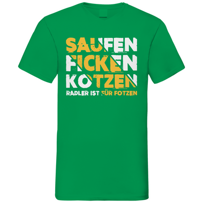 Saufen Ficken Kotzen Radler ist für Fotzen - Herren V-Neck Shirt Kelly Green