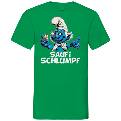 Saufi Schlumpf Grafik - Herren V-Neck Shirt Kelly Green