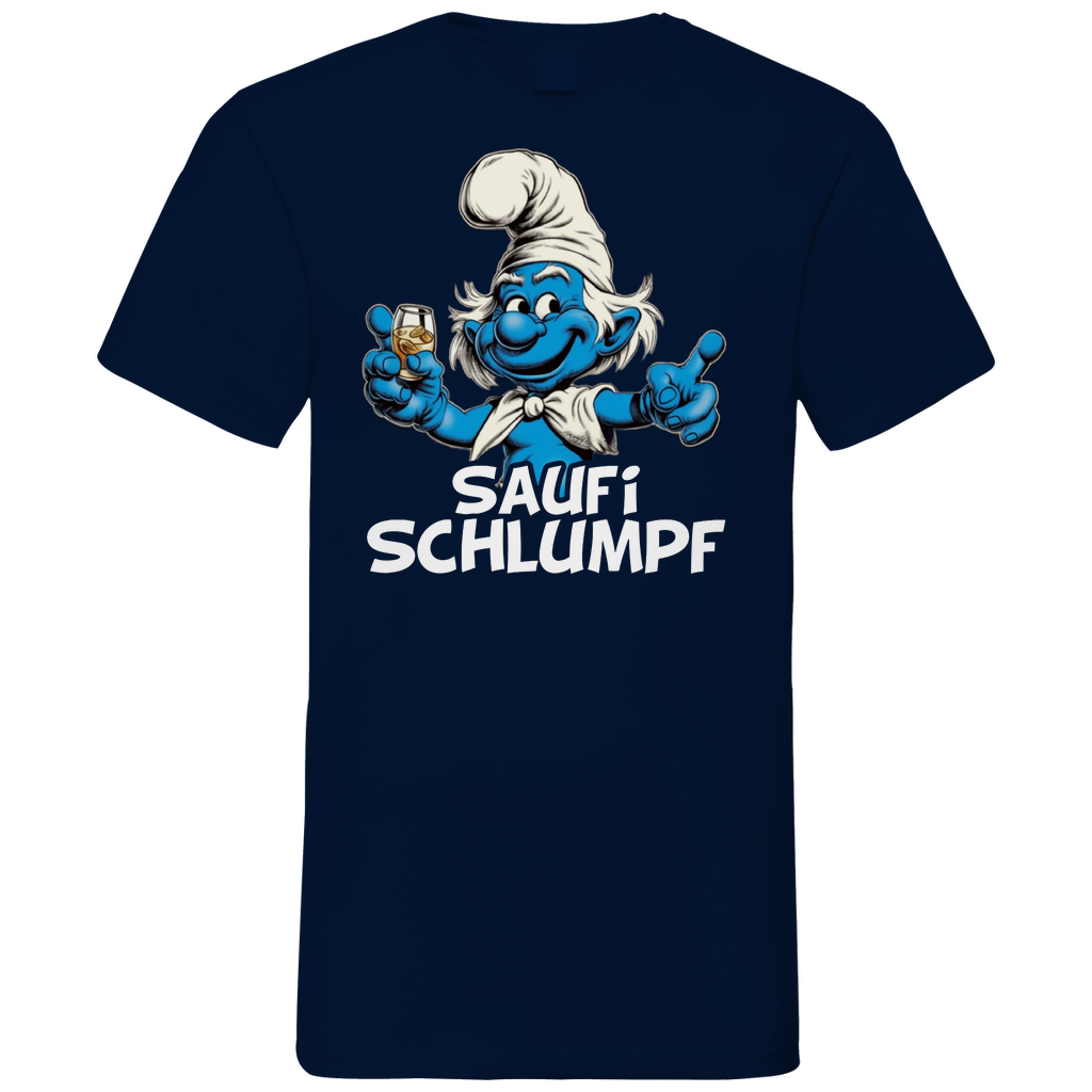 Saufi Schlumpf Grafik - Herren V-Neck Shirt Navy