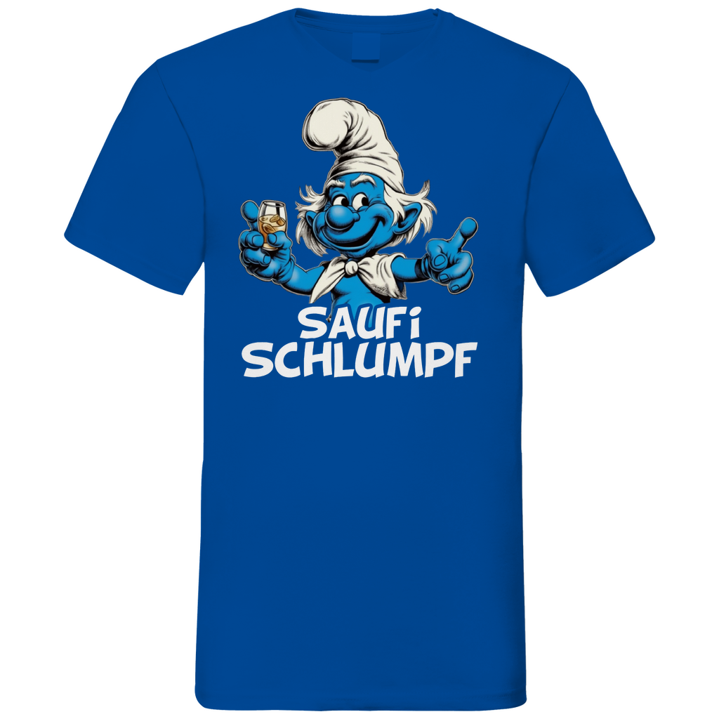 Saufi Schlumpf Grafik - Herren V-Neck Shirt Royal Blue