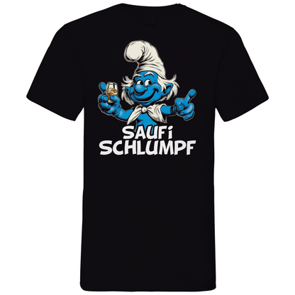 Saufi Schlumpf Grafik - Herren V-Neck Shirt Black