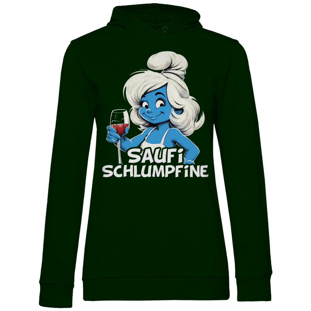 Saufi Schlumpfine Grafik - Damen Hoodie Forest Green