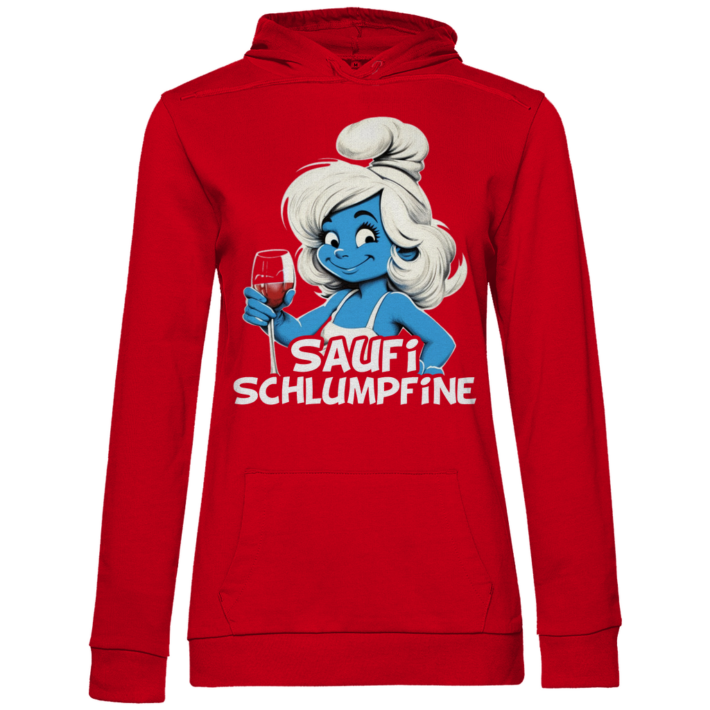 Saufi Schlumpfine Grafik - Damen Hoodie Red