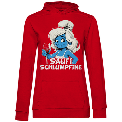 Saufi Schlumpfine Grafik - Damen Hoodie Red