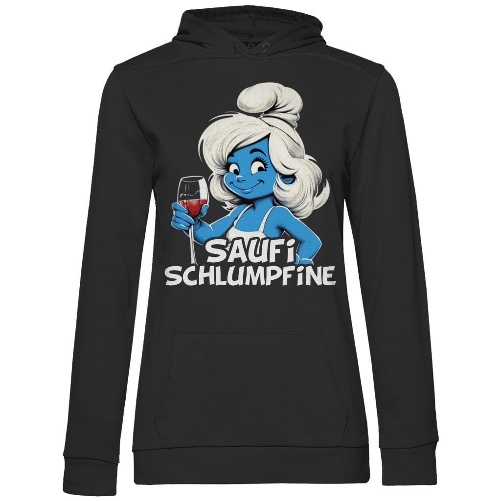 Saufi Schlumpfine Grafik - Damen Hoodie Black