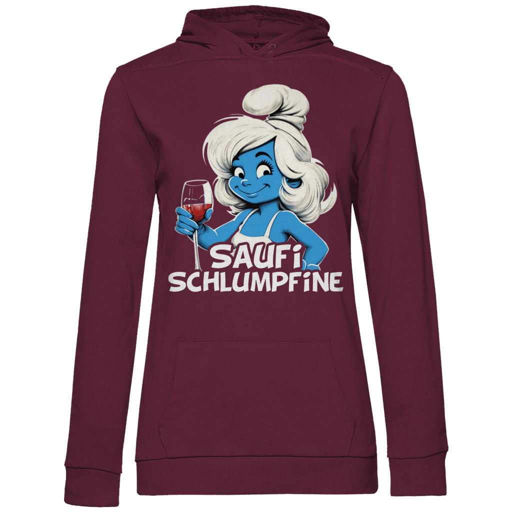 Saufi Schlumpfine Grafik - Damen Hoodie Wine