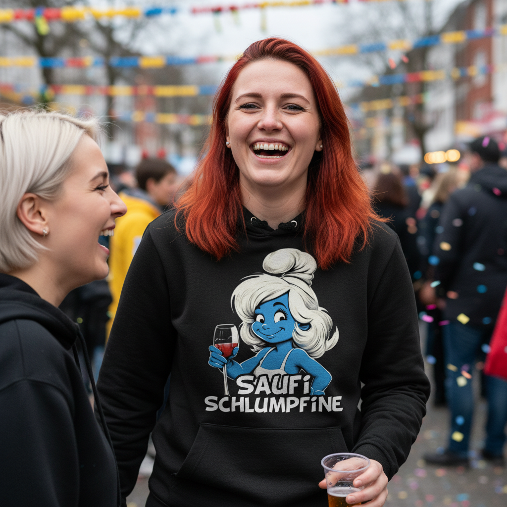 Saufi Schlumpfine Grafik - Damen Hoodie