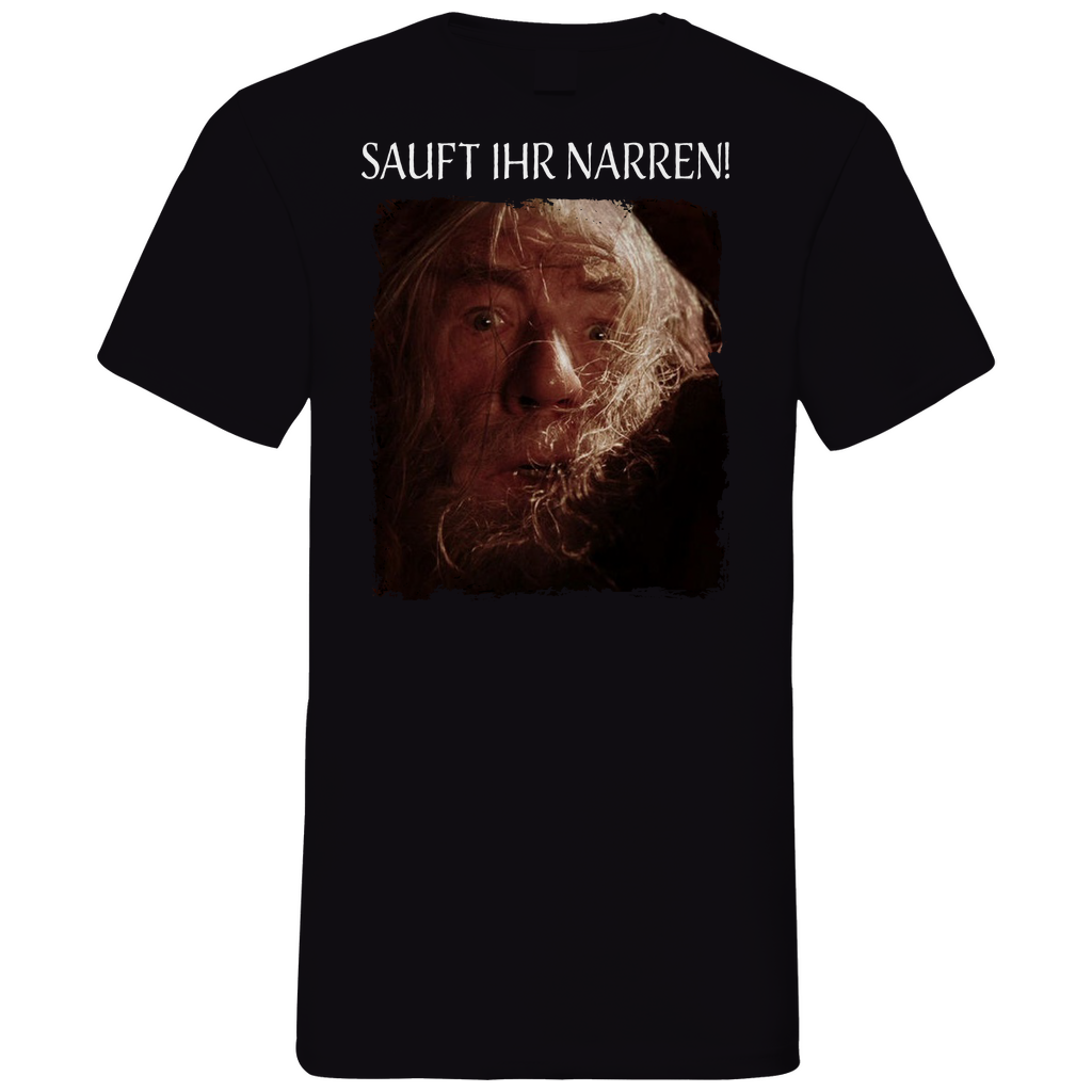 Sauft ihr Narren! Der Herr der Ringe Gandalf - Herren V-Neck Shirt Black