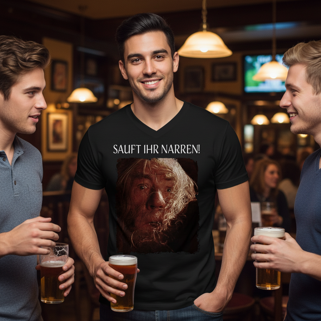 Sauft ihr Narren! Der Herr der Ringe Gandalf - Herren V-Neck Shirt