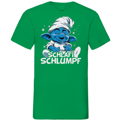 Schlafi Schlumpf Grafik - Herren V-Neck Shirt Kelly Green