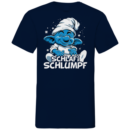Schlafi Schlumpf Grafik - Herren V-Neck Shirt Navy