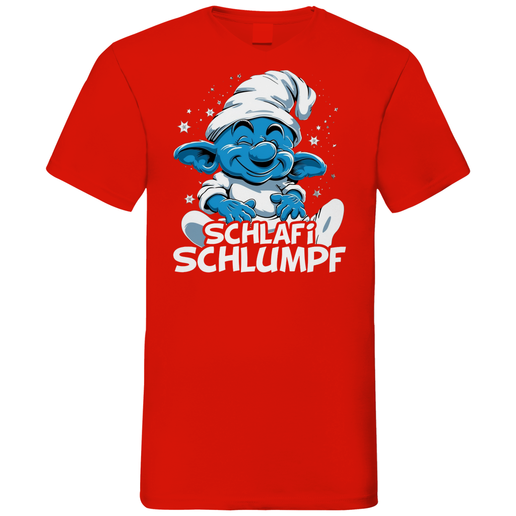 Schlafi Schlumpf Grafik - Herren V-Neck Shirt Red