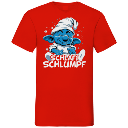 Schlafi Schlumpf Grafik - Herren V-Neck Shirt Red