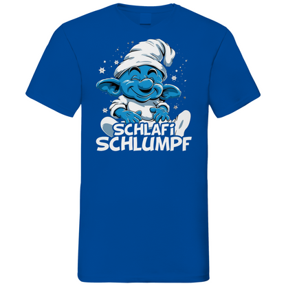 Schlafi Schlumpf Grafik - Herren V-Neck Shirt Royal Blue