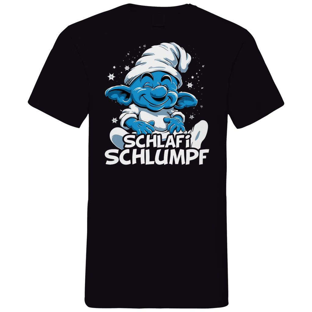 Schlafi Schlumpf Grafik - Herren V-Neck Shirt Black