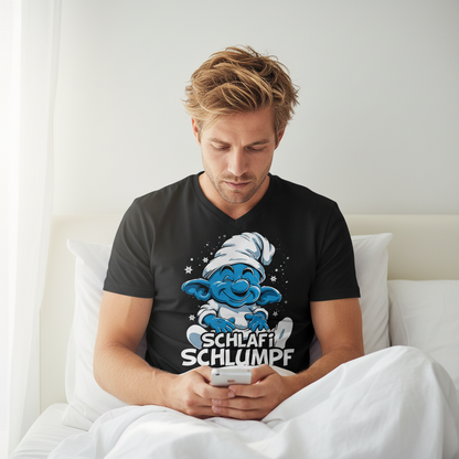 Schlafi Schlumpf Grafik - Herren V-Neck Shirt