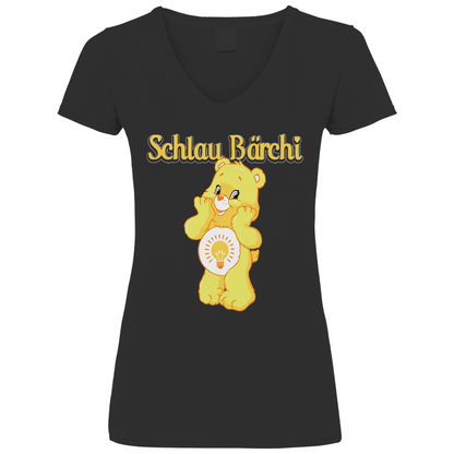 Schlau Bärchi - Glücksbärchi - V-Neck Damenshirt Black