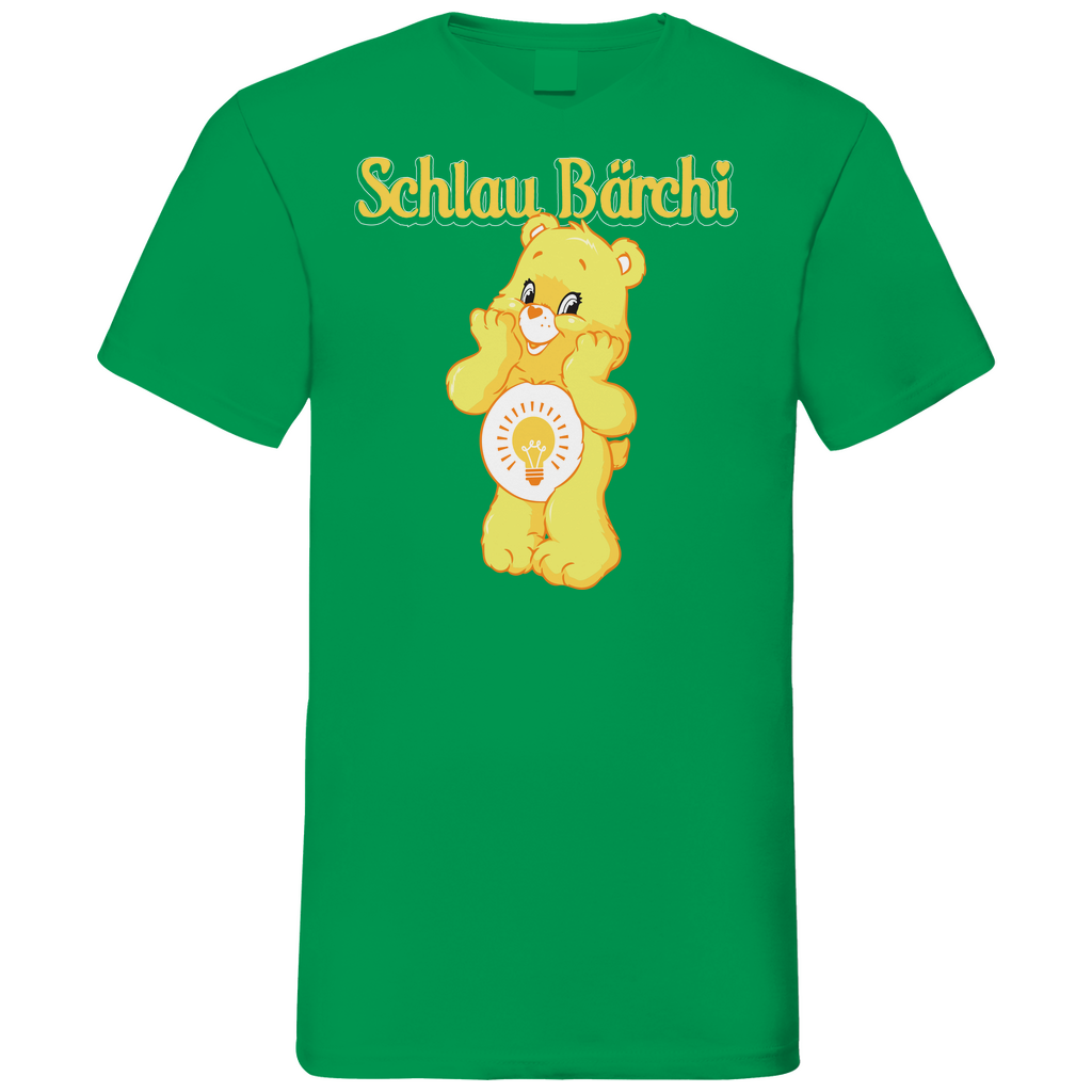 Schlau Bärchi - Glücksbärchi - Herren V-Neck Shirt Kelly Green