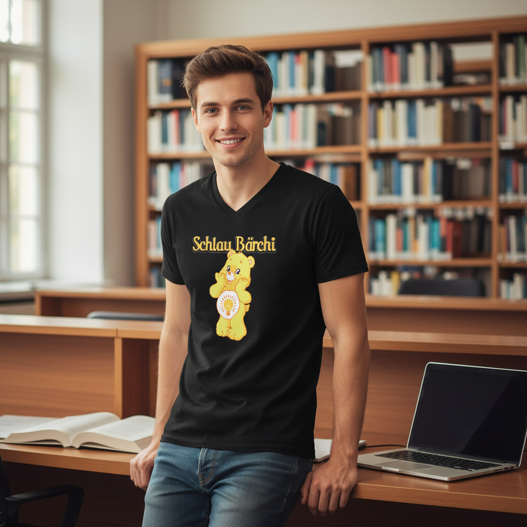 Schlau Bärchi - Glücksbärchi - Herren V-Neck Shirt