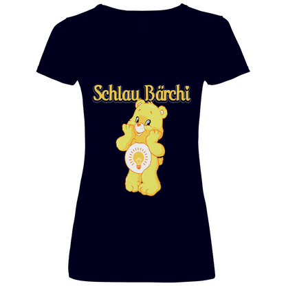 Schlau Bärchi - Glücksbärchi - V-Neck Damenshirt Deep Navy