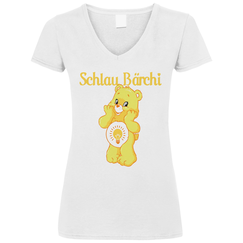Schlau Bärchi - Glücksbärchi - V-Neck Damenshirt White