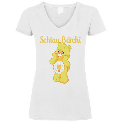 Schlau Bärchi - Glücksbärchi - V-Neck Damenshirt White