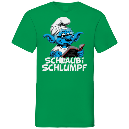 Schlaubi Schlumpf Grafik - Herren V-Neck Shirt Kelly Green