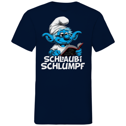 Schlaubi Schlumpf Grafik - Herren V-Neck Shirt Navy