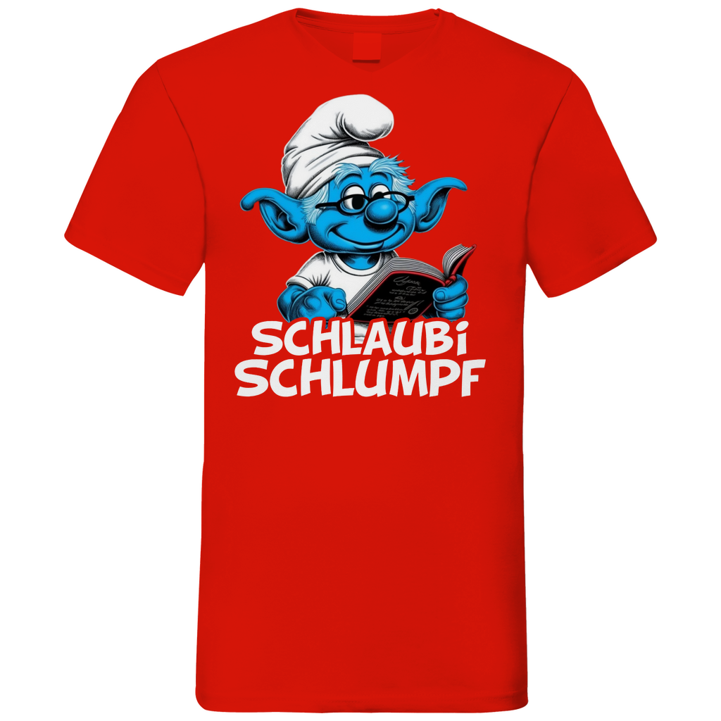 Schlaubi Schlumpf Grafik - Herren V-Neck Shirt Red
