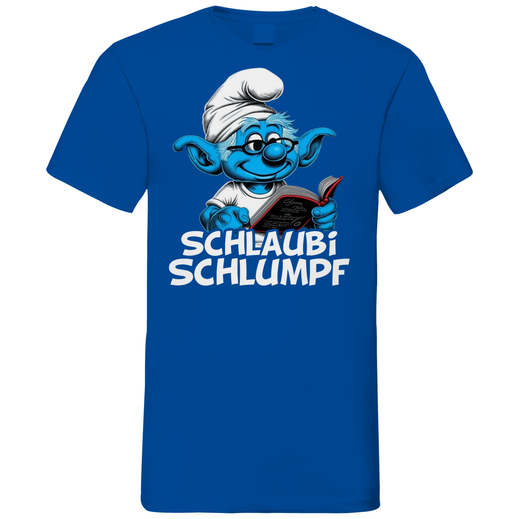 Schlaubi Schlumpf Grafik - Herren V-Neck Shirt Royal Blue