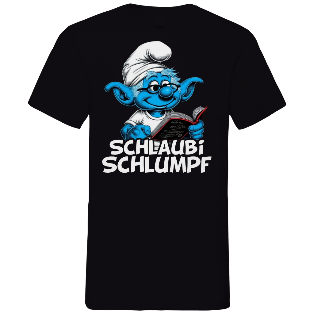 Schlaubi Schlumpf Grafik - Herren V-Neck Shirt Black