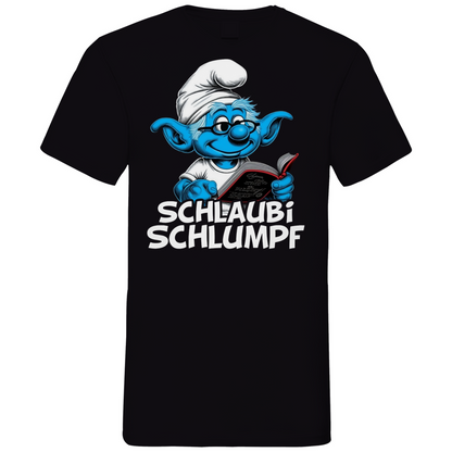 Schlaubi Schlumpf Grafik - Herren V-Neck Shirt Black