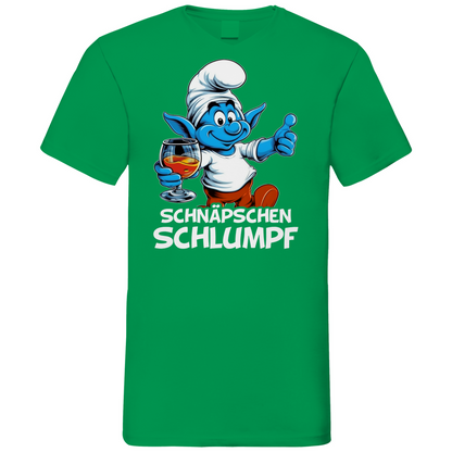 Schnäpschen Schlumpf Grafik - Herren V-Neck Shirt Kelly Green