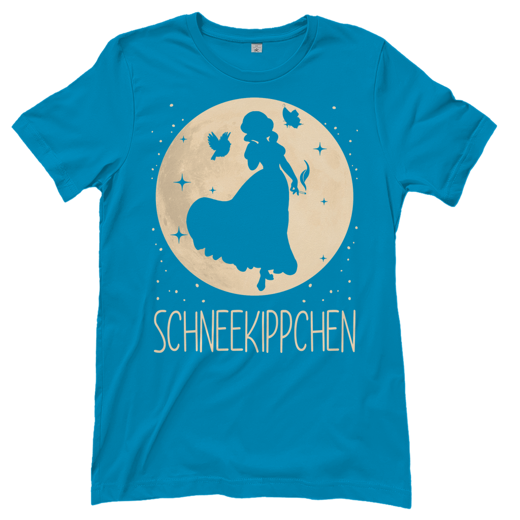 Türkises JGA Shirt Damen mit Schneekippchen Mond Prinzessin Design, Frontansicht