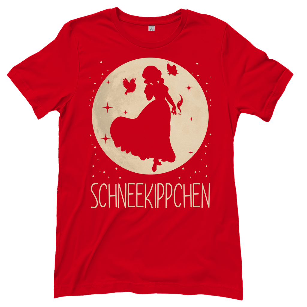 Rotes Raucher Shirt Damen mit Schneekippchen Mond Prinzessin Motiv witzig, Frontansicht
