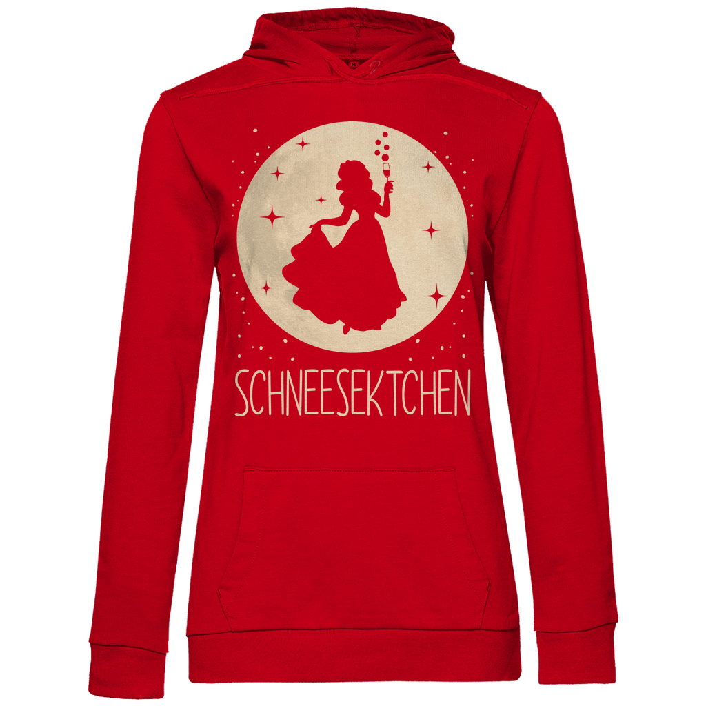 Roter Damen Hoodie mit Schneesektchen Disney Parodie Prinzessin Design witzig, Frontansicht